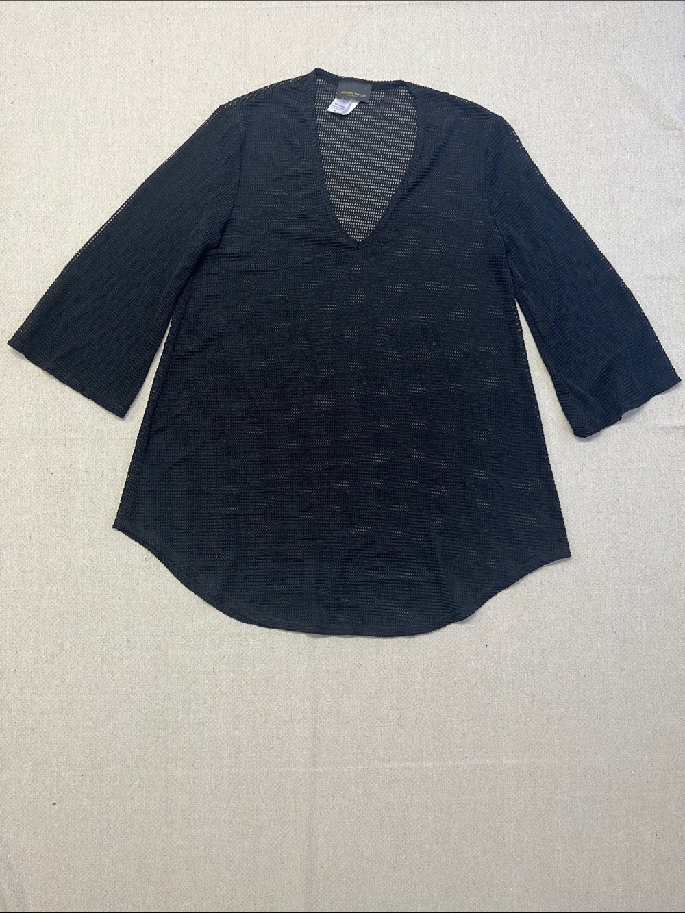 Jordan Taylor Black Mesh Swim Cover Up Tunic Top Size Medium - Picture 1 of 9